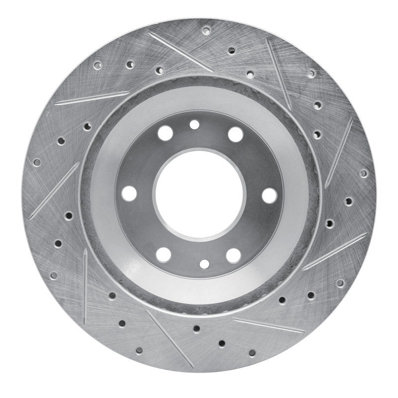 Buick Rainier Brake Rotor (1) - Front Left - R1 Concepts - Drilled & Slotted - Silver - `02-`05